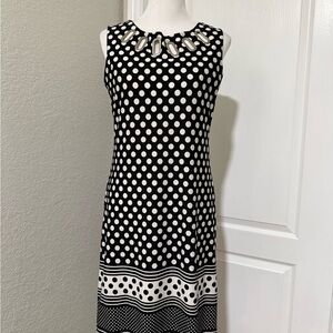 Haani Black and White Polka Dot Midi Dress petite